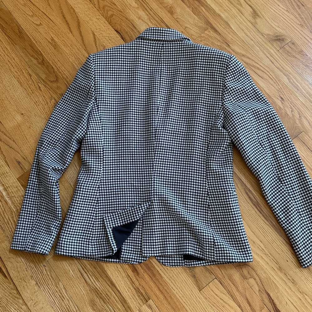 RALPH LAUREN Black and White Houndstooth Lined Gold Button Blazer, Size 10 - Picture 10 of 10